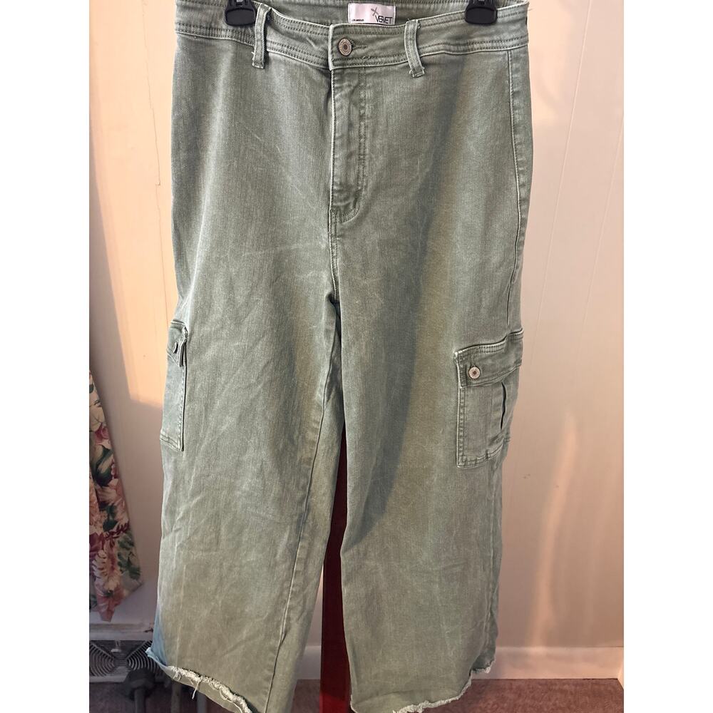 Vervet by Flying Monkey Green Cargo Jeans Sz 31 - Picture 2 of 9